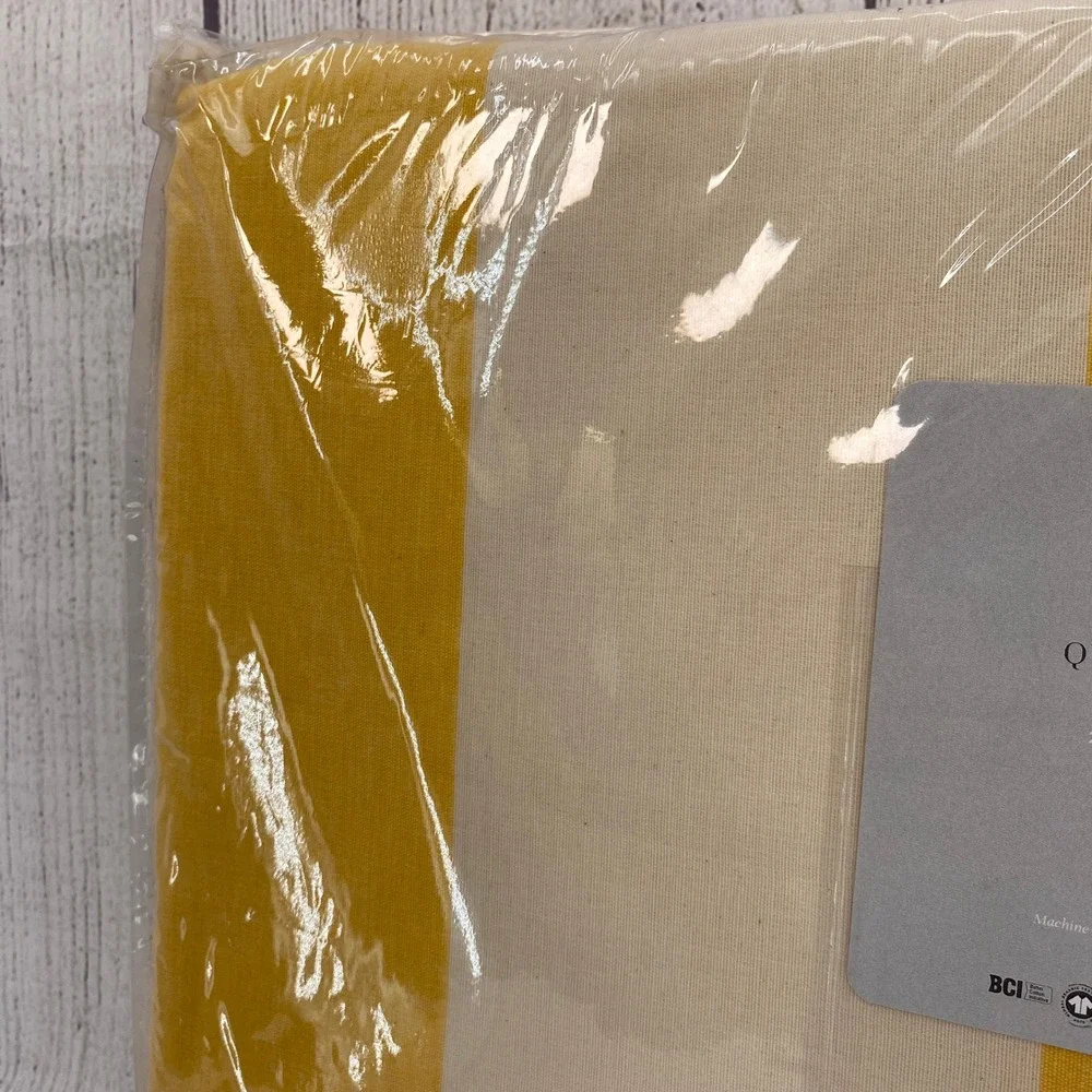 INUP Home Duvet Set Queen Yellow White Cotton Striped Portugal Bedding Bright